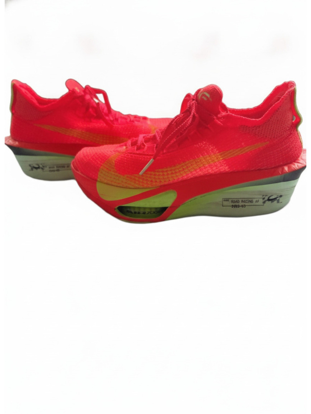 Nik Alphafly NEXT% Crimson Lime Blast' elite carbon-plated road racing shoes